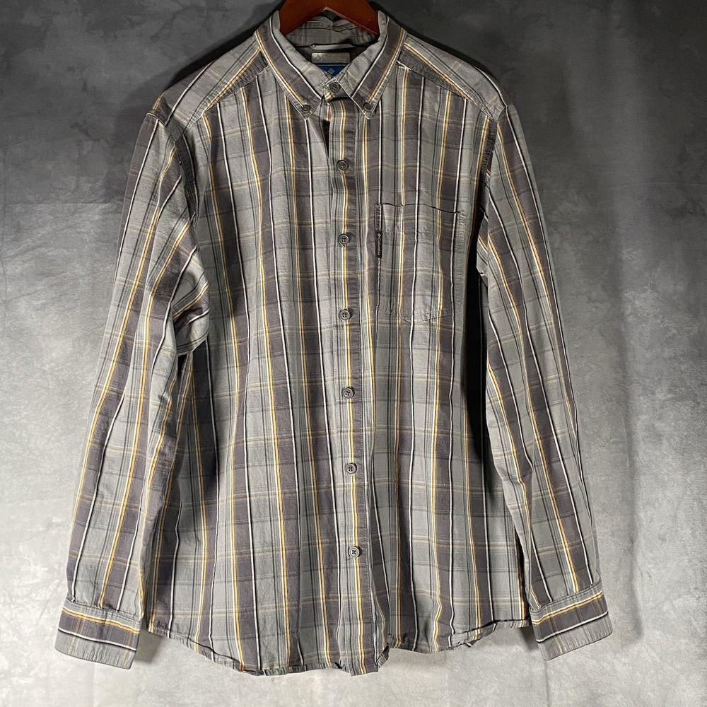 Columbia Men Plaid Button-Down Long Sleeve Shirt Multicolor Size M Cotton